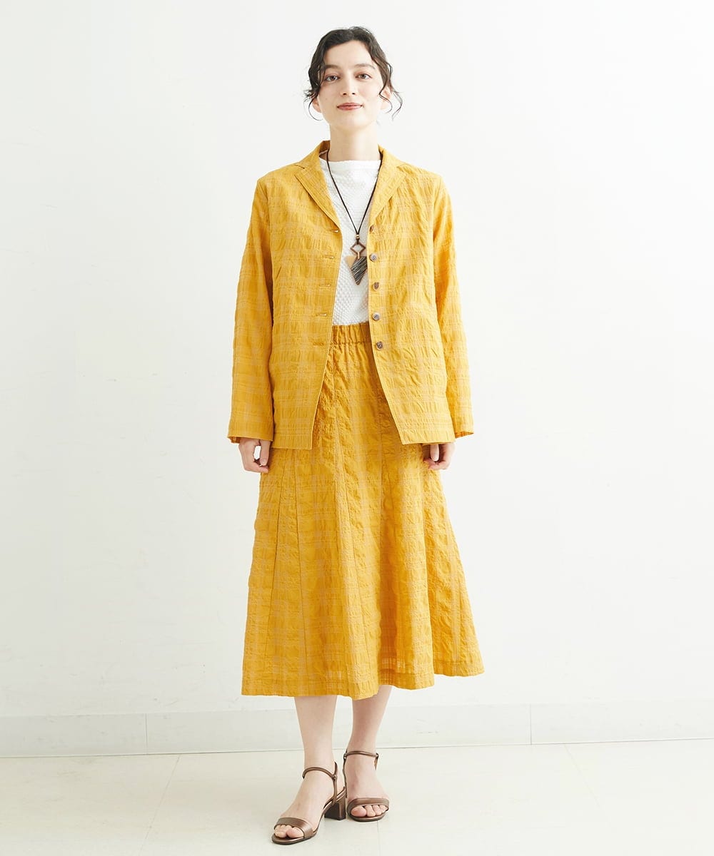 NHHHT01270 GIANNI LO GIUDICE(小さいサイズ)(メゾン ドゥ サンク) [洗える]先染めチェックパネルスカート チャコールグレー