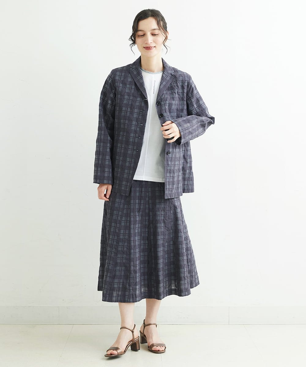 NHHHT01270 GIANNI LO GIUDICE(小さいサイズ)(メゾン ドゥ サンク) [洗える]先染めチェックパネルスカート チャコールグレー