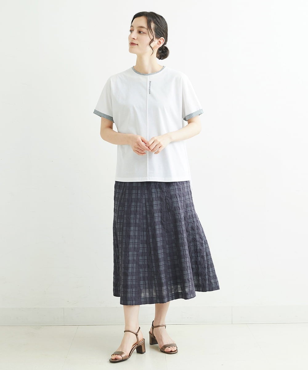 NHHHT01270 GIANNI LO GIUDICE(小さいサイズ)(メゾン ドゥ サンク) [洗える]先染めチェックパネルスカート チャコールグレー