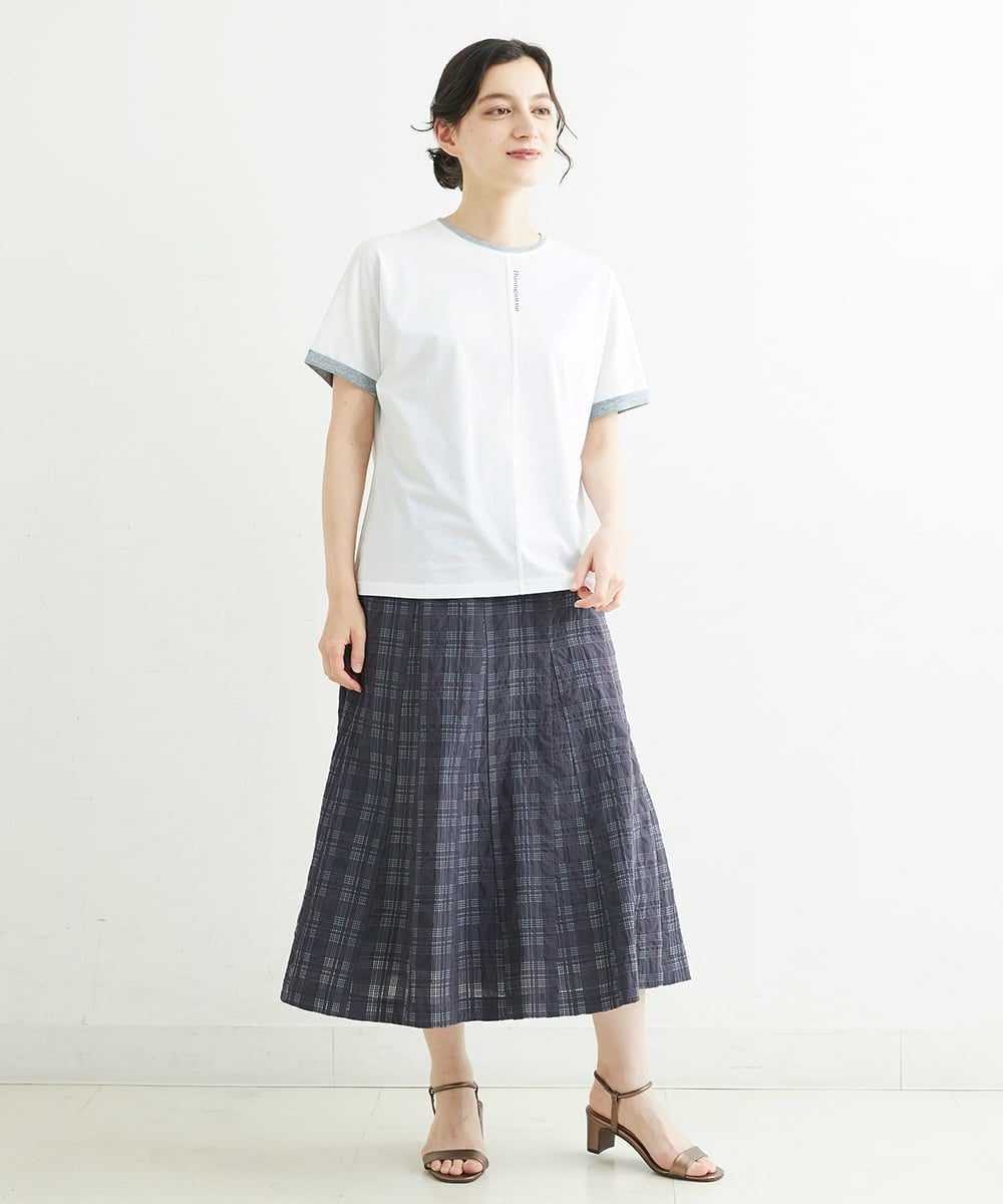 NHHHT01270 GIANNI LO GIUDICE(小さいサイズ)(メゾン ドゥ サンク) [洗える]先染めチェックパネルスカート チャコールグレー