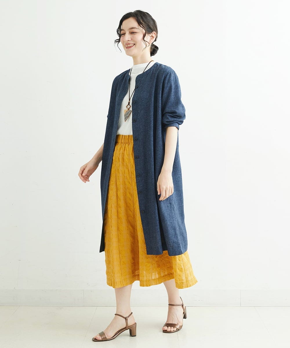 NHHHT01270 GIANNI LO GIUDICE(小さいサイズ)(メゾン ドゥ サンク) [洗える]先染めチェックパネルスカート チャコールグレー