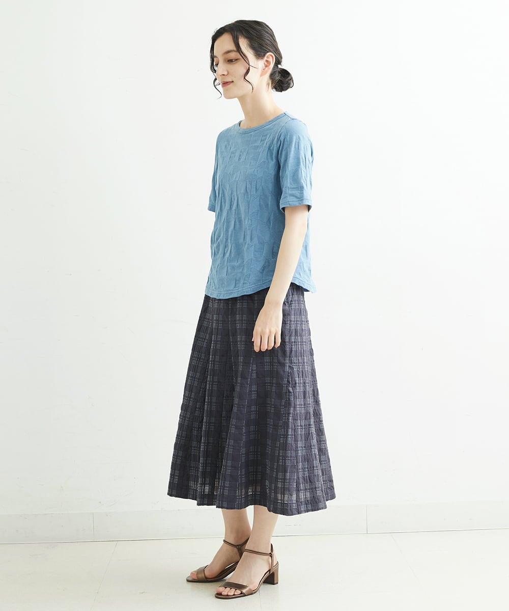 NHHHT01270 GIANNI LO GIUDICE(小さいサイズ)(メゾン ドゥ サンク) [洗える]先染めチェックパネルスカート チャコールグレー