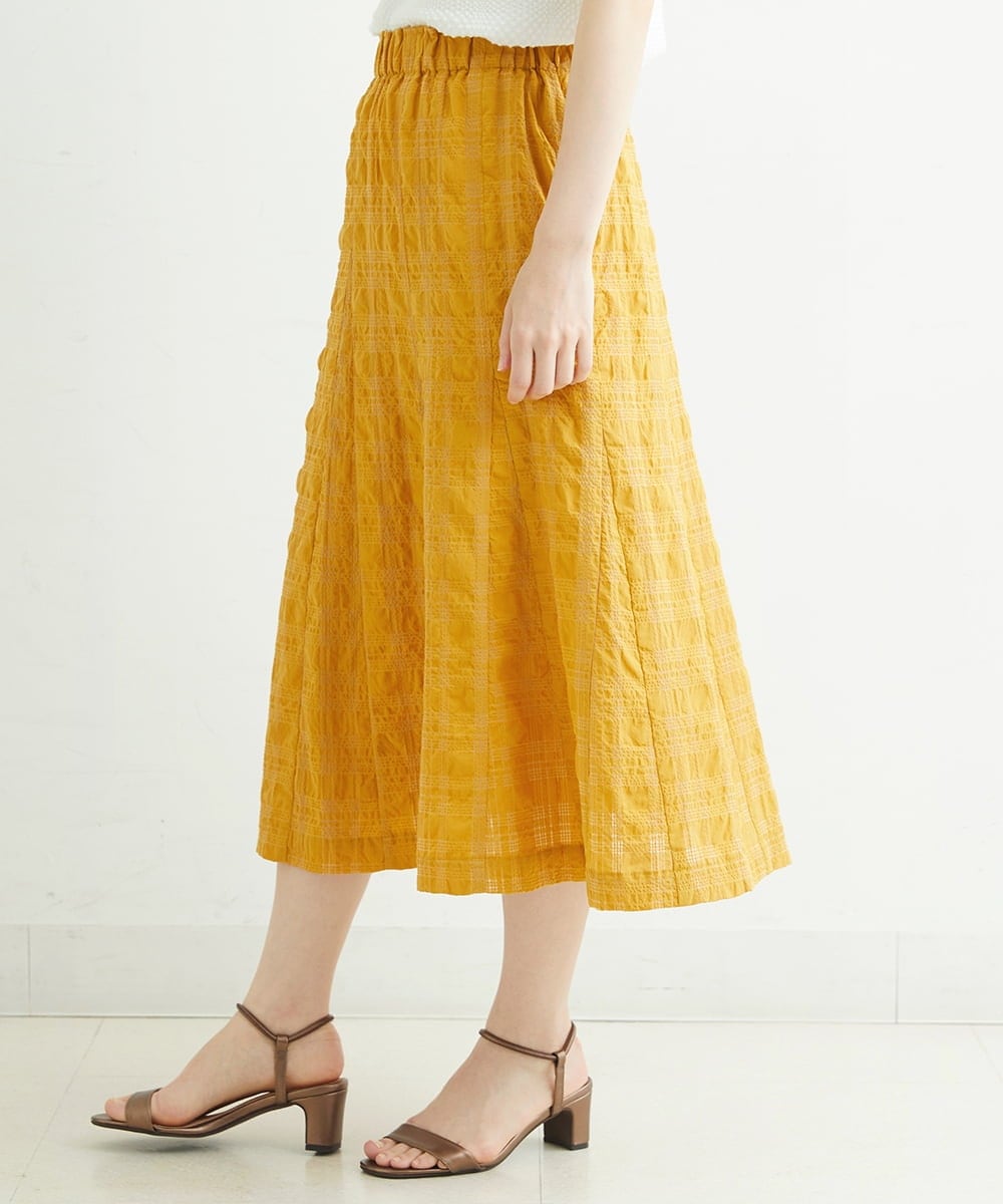 NHHHT01270 GIANNI LO GIUDICE(小さいサイズ)(メゾン ドゥ サンク) [洗える]先染めチェックパネルスカート チャコールグレー