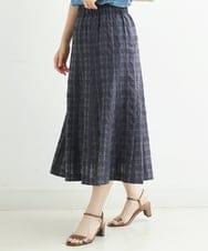 NHHHT01270 GIANNI LO GIUDICE(小さいサイズ)(メゾン ドゥ サンク) [洗える]先染めチェックパネルスカート チャコールグレー