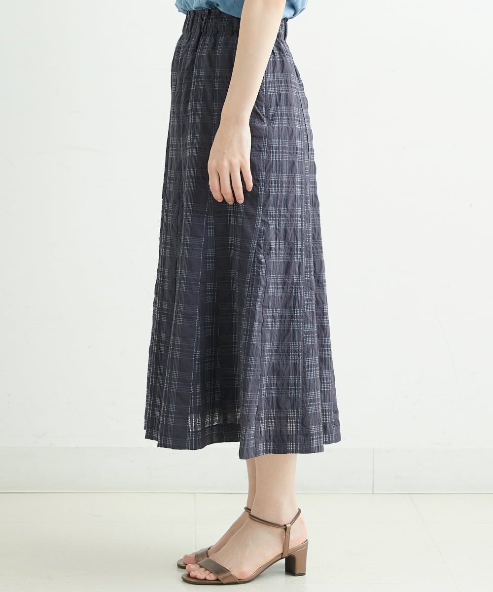 NHHHT01270 GIANNI LO GIUDICE(小さいサイズ)(メゾン ドゥ サンク) [洗える]先染めチェックパネルスカート チャコールグレー