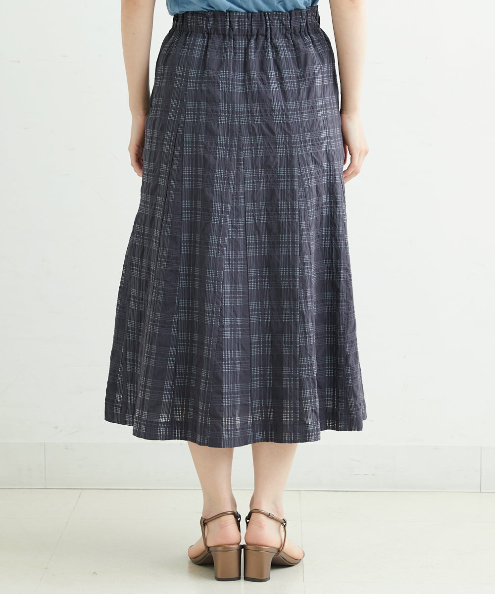 NHHHT01270 GIANNI LO GIUDICE(小さいサイズ)(メゾン ドゥ サンク) [洗える]先染めチェックパネルスカート チャコールグレー