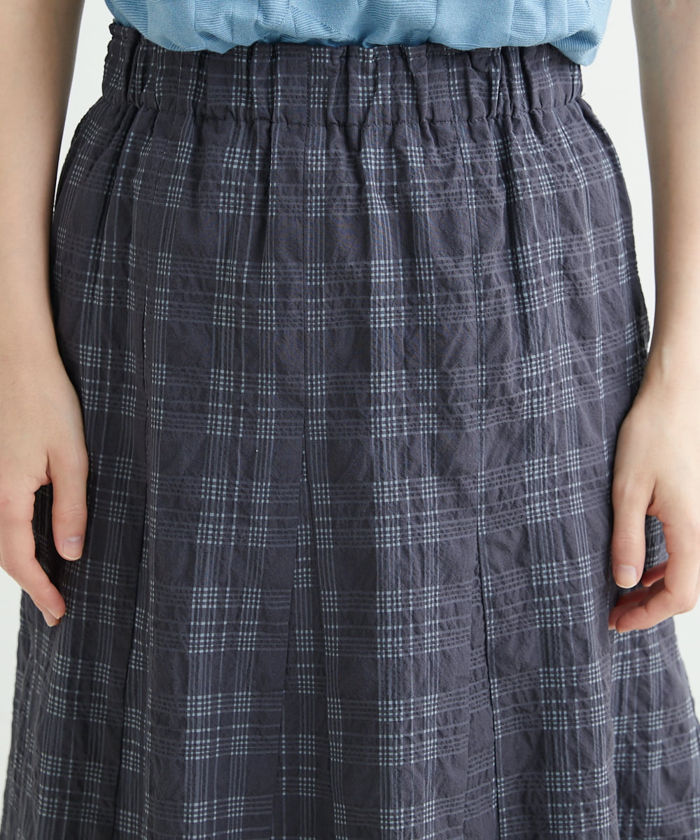 洗える]先染めチェックパネルスカート(ミモレ丈スカート) GIANNI LO GIUDICE(小さいサイズ)(メゾン ドゥ  サンク)｜イトキンオンラインストア
