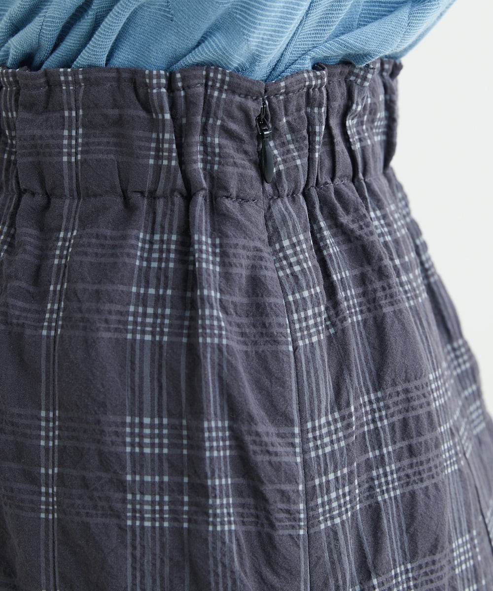 NHHHT01270 GIANNI LO GIUDICE(小さいサイズ)(メゾン ドゥ サンク) [洗える]先染めチェックパネルスカート チャコールグレー