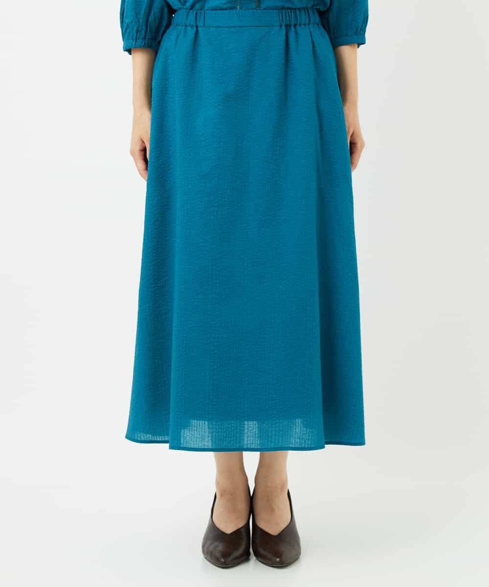 NHHJB80330 GIANNI LO GIUDICE(小さいサイズ)(メゾン ドゥ サンク) [日本製]ミラクルウェーブスカート ターコイズブルー