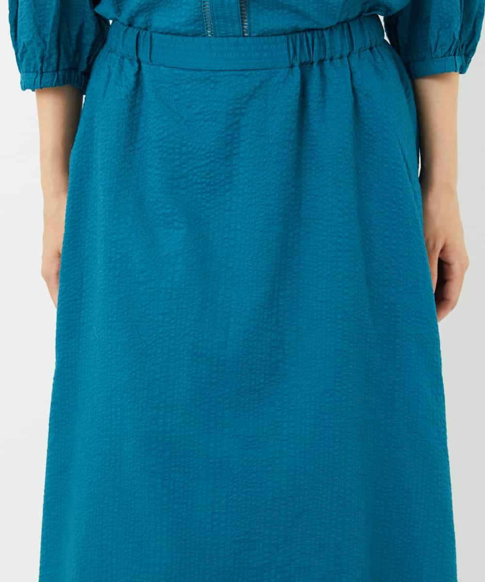 NHHJB80330 GIANNI LO GIUDICE(小さいサイズ)(メゾン ドゥ サンク) [日本製]ミラクルウェーブスカート ターコイズブルー