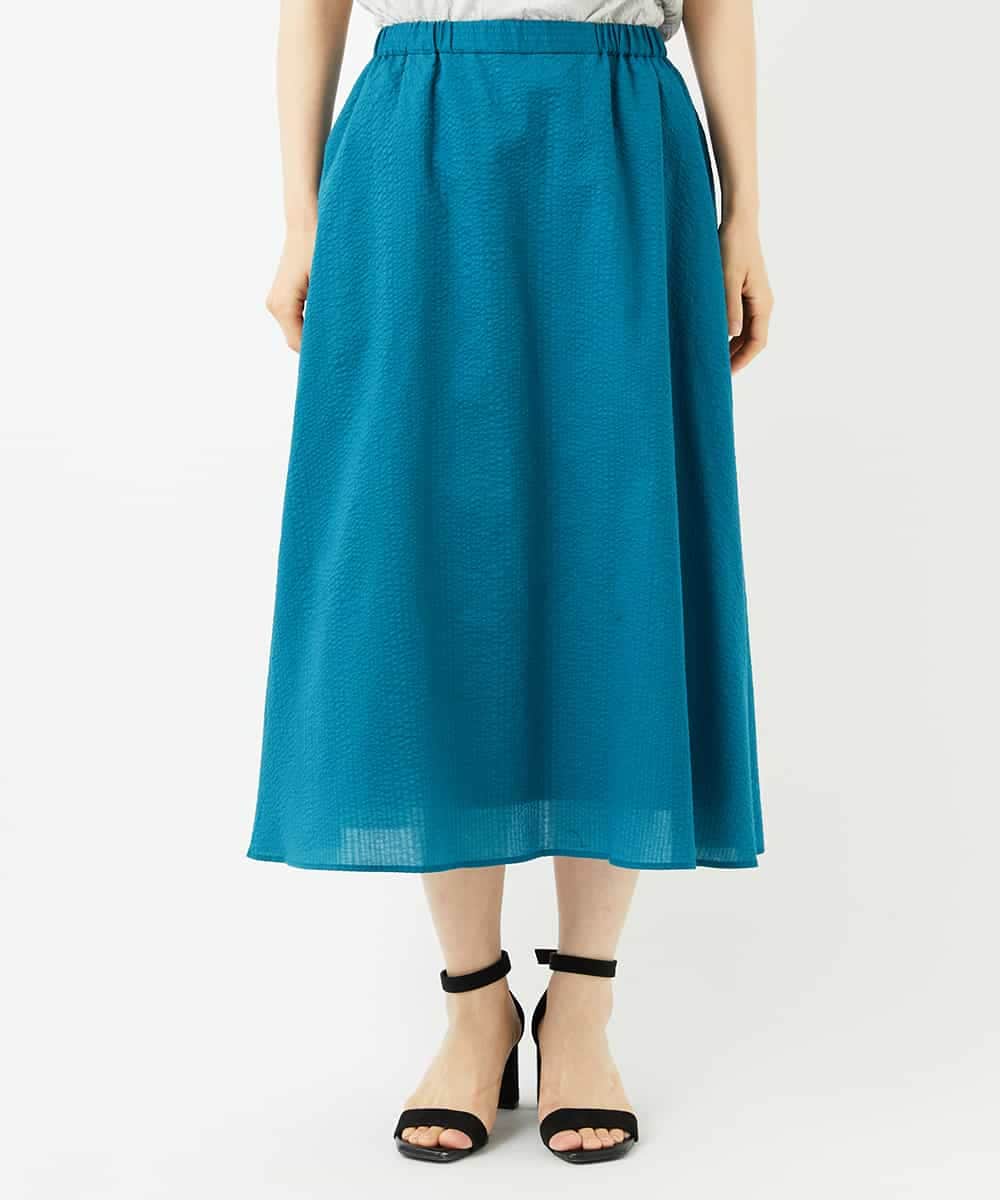 NHHJB80330 GIANNI LO GIUDICE(小さいサイズ)(メゾン ドゥ サンク) [日本製]ミラクルウェーブスカート ターコイズブルー