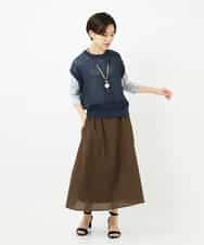 NHHJB80330 GIANNI LO GIUDICE(小さいサイズ)(メゾン ドゥ サンク) [日本製]ミラクルウェーブスカート ターコイズブルー