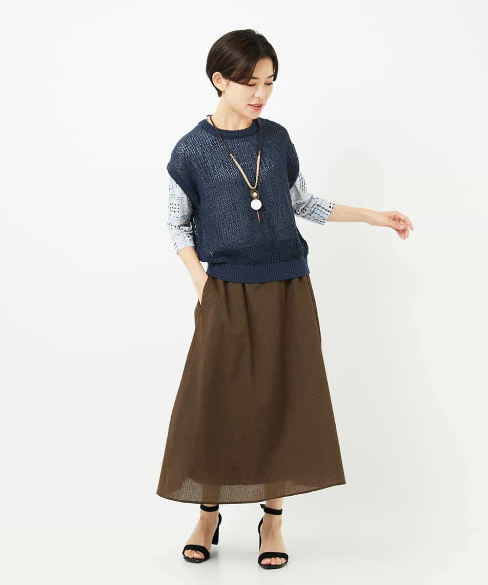 NHHJB80330 GIANNI LO GIUDICE(小さいサイズ)(メゾン ドゥ サンク) [日本製]ミラクルウェーブスカート ターコイズブルー
