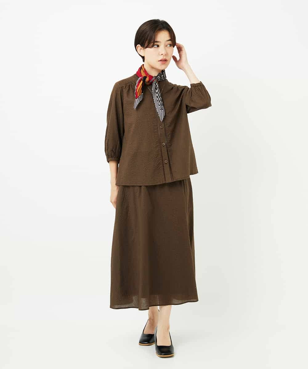 NHHJB80330 GIANNI LO GIUDICE(小さいサイズ)(メゾン ドゥ サンク) [日本製]ミラクルウェーブスカート ターコイズブルー