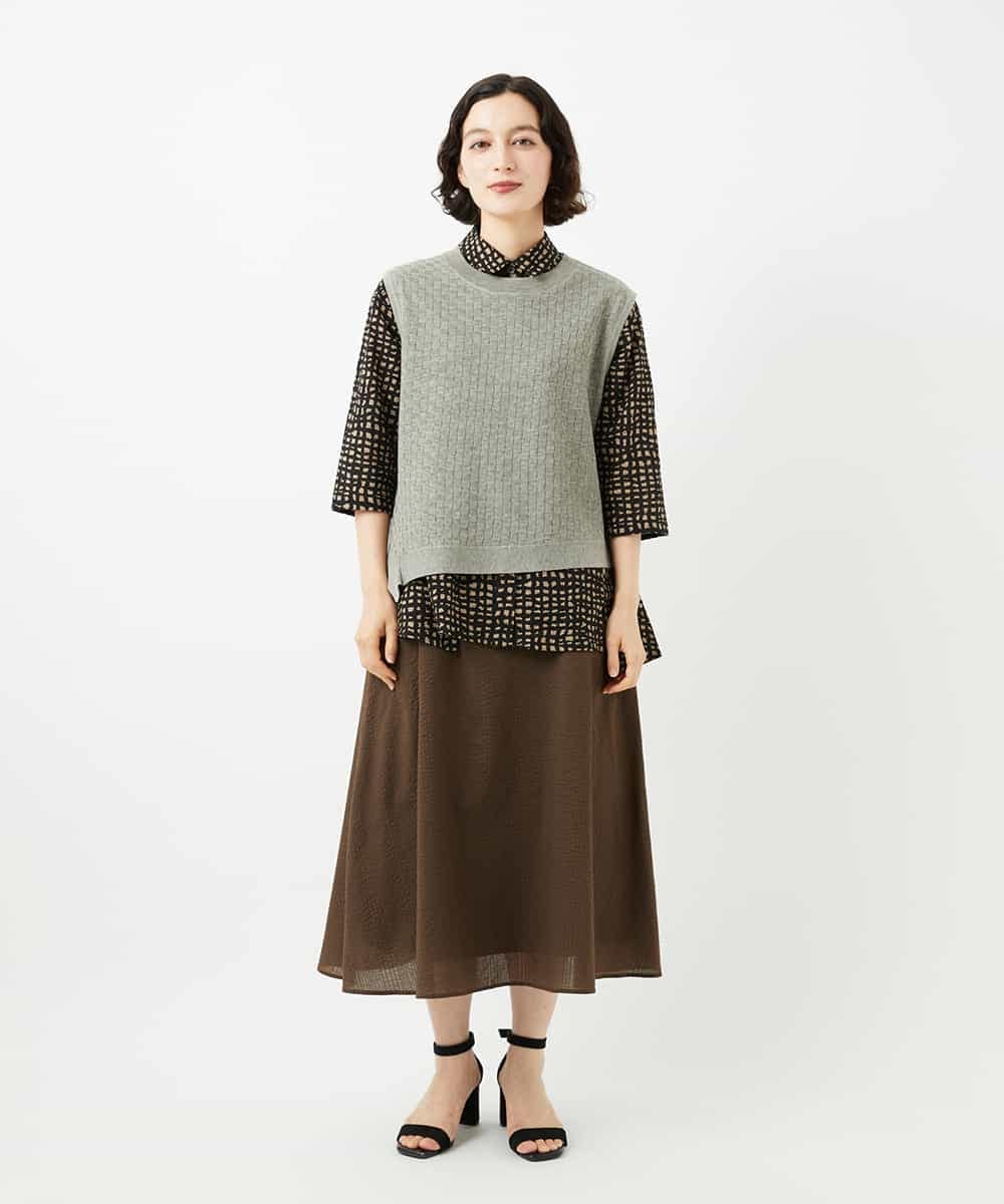 NHHJB80330 GIANNI LO GIUDICE(小さいサイズ)(メゾン ドゥ サンク) [日本製]ミラクルウェーブスカート ターコイズブルー