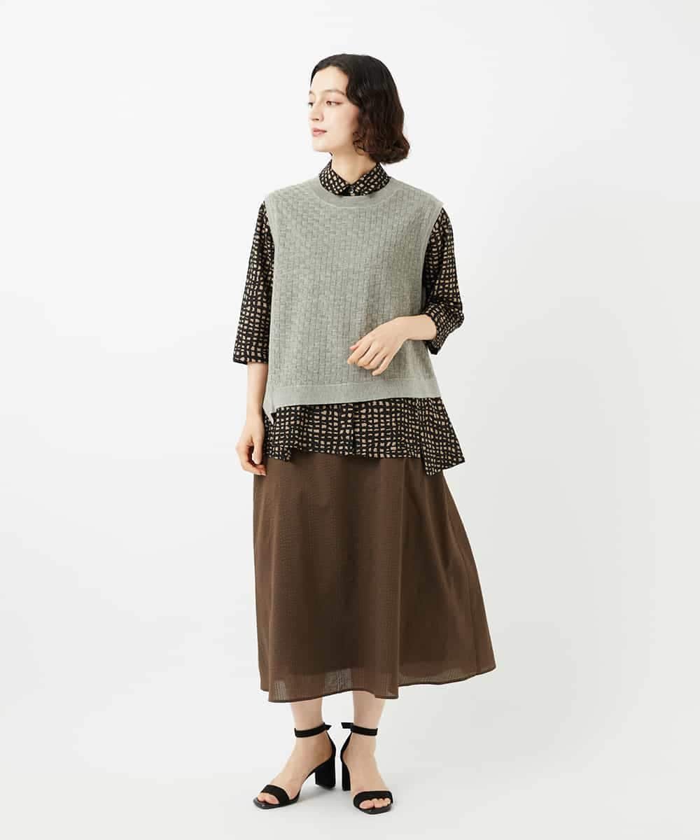 NHHJB80330 GIANNI LO GIUDICE(小さいサイズ)(メゾン ドゥ サンク) [日本製]ミラクルウェーブスカート ターコイズブルー