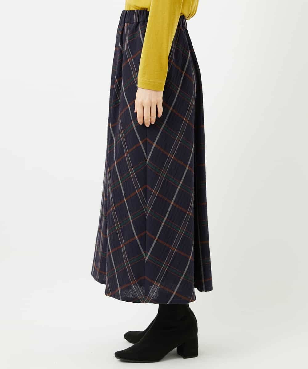 NHHJB81360 GIANNI LO GIUDICE(小さいサイズ)(メゾン ドゥ サンク) [日本製]二重織チェックスカート ネイビー