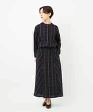 NHHJB81360 GIANNI LO GIUDICE(小さいサイズ)(メゾン ドゥ サンク) [日本製]二重織チェックスカート ネイビー