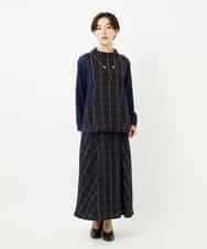 NHHJB81360 GIANNI LO GIUDICE(小さいサイズ)(メゾン ドゥ サンク) [日本製]二重織チェックスカート ネイビー