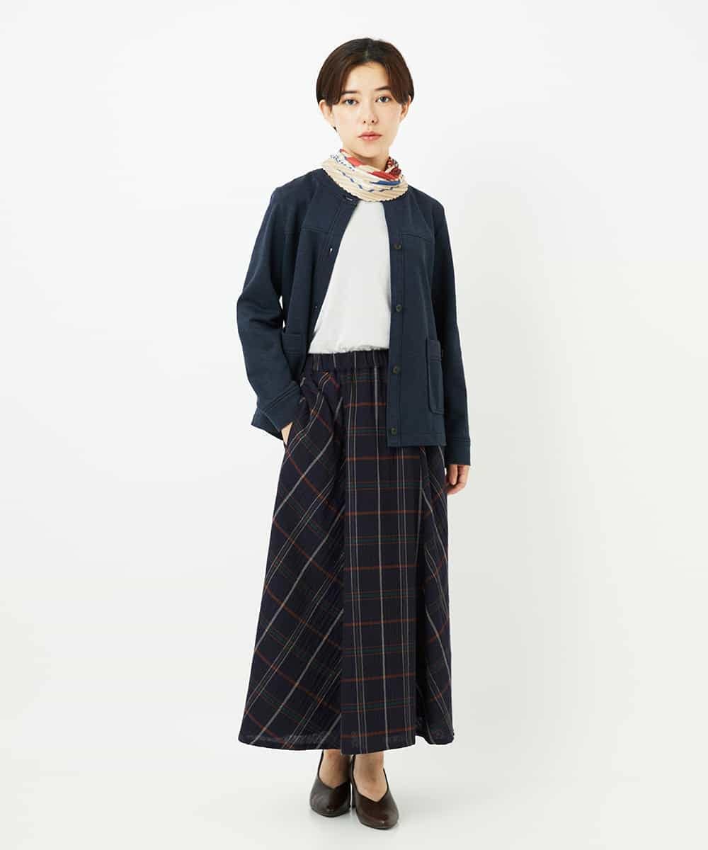 NHHJB81360 GIANNI LO GIUDICE(小さいサイズ)(メゾン ドゥ サンク) [日本製]二重織チェックスカート ネイビー