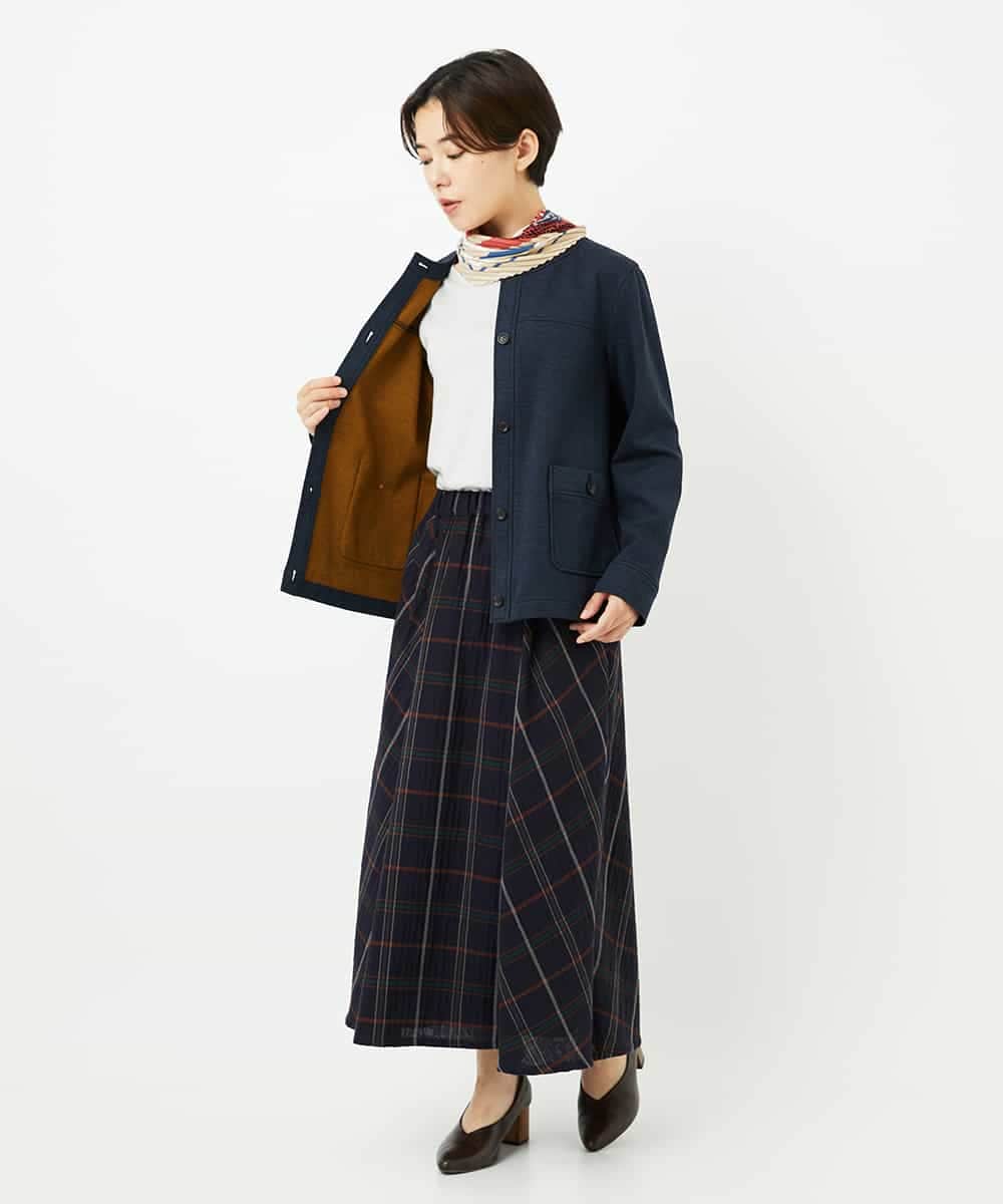 NHHJB81360 GIANNI LO GIUDICE(小さいサイズ)(メゾン ドゥ サンク) [日本製]二重織チェックスカート ネイビー