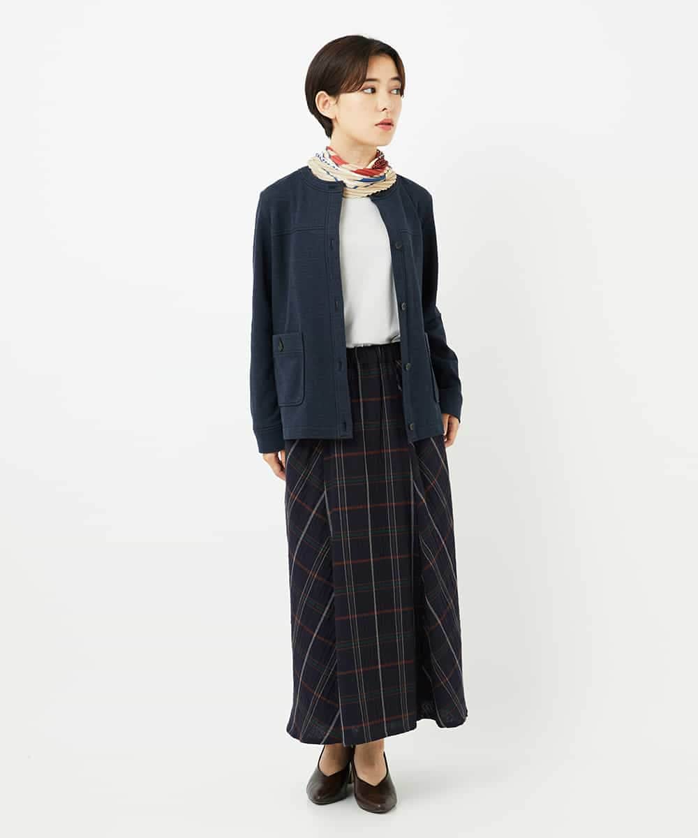 NHHJB81360 GIANNI LO GIUDICE(小さいサイズ)(メゾン ドゥ サンク) [日本製]二重織チェックスカート ネイビー