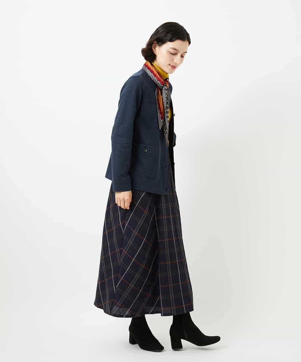 NHHJB81360 GIANNI LO GIUDICE(小さいサイズ)(メゾン ドゥ サンク) [日本製]二重織チェックスカート ネイビー