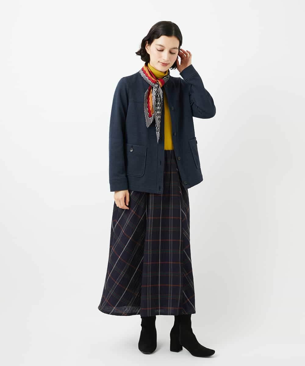 NHHJB81360 GIANNI LO GIUDICE(小さいサイズ)(メゾン ドゥ サンク) [日本製]二重織チェックスカート ネイビー