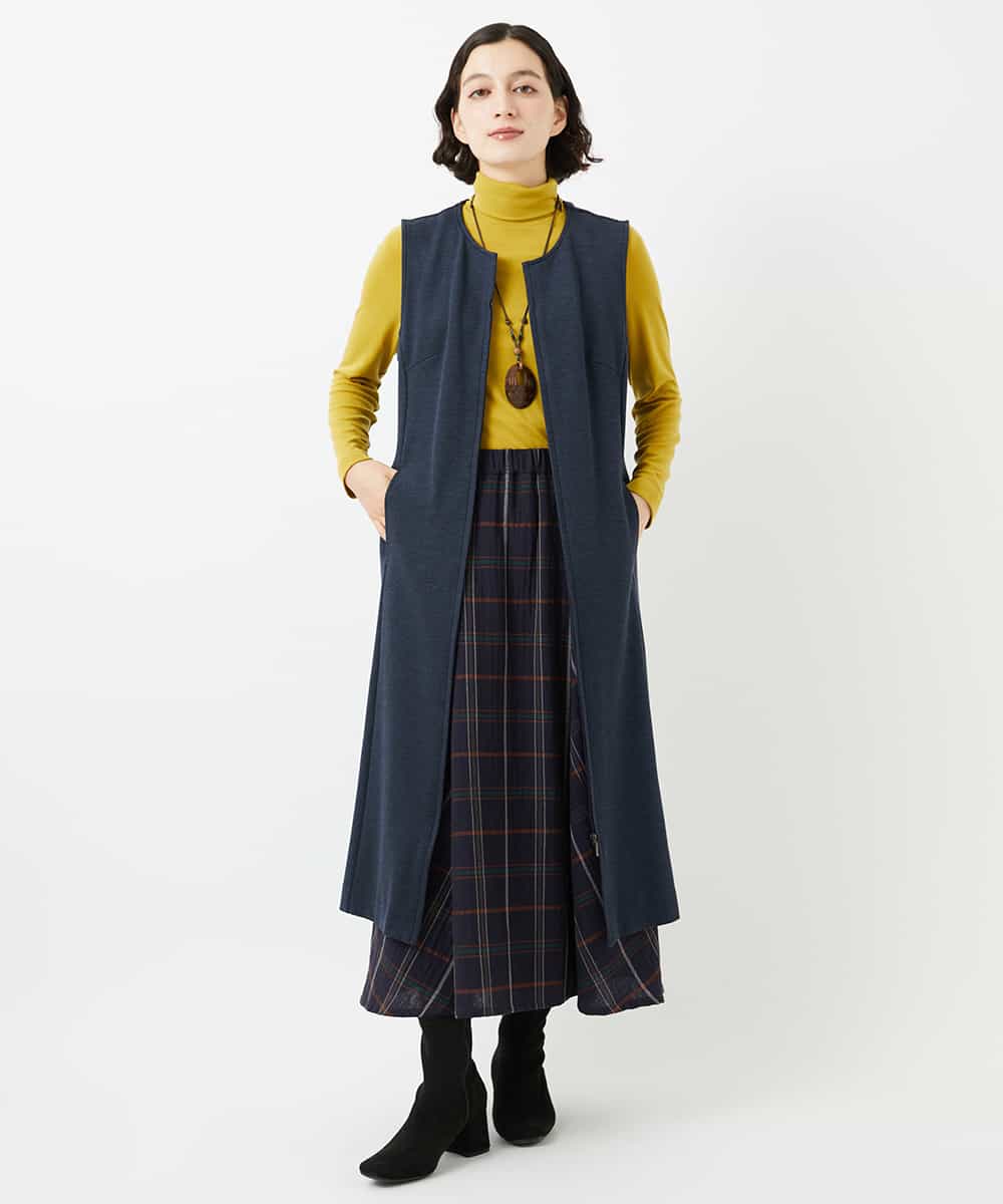 NHHJB81360 GIANNI LO GIUDICE(小さいサイズ)(メゾン ドゥ サンク) [日本製]二重織チェックスカート ネイビー