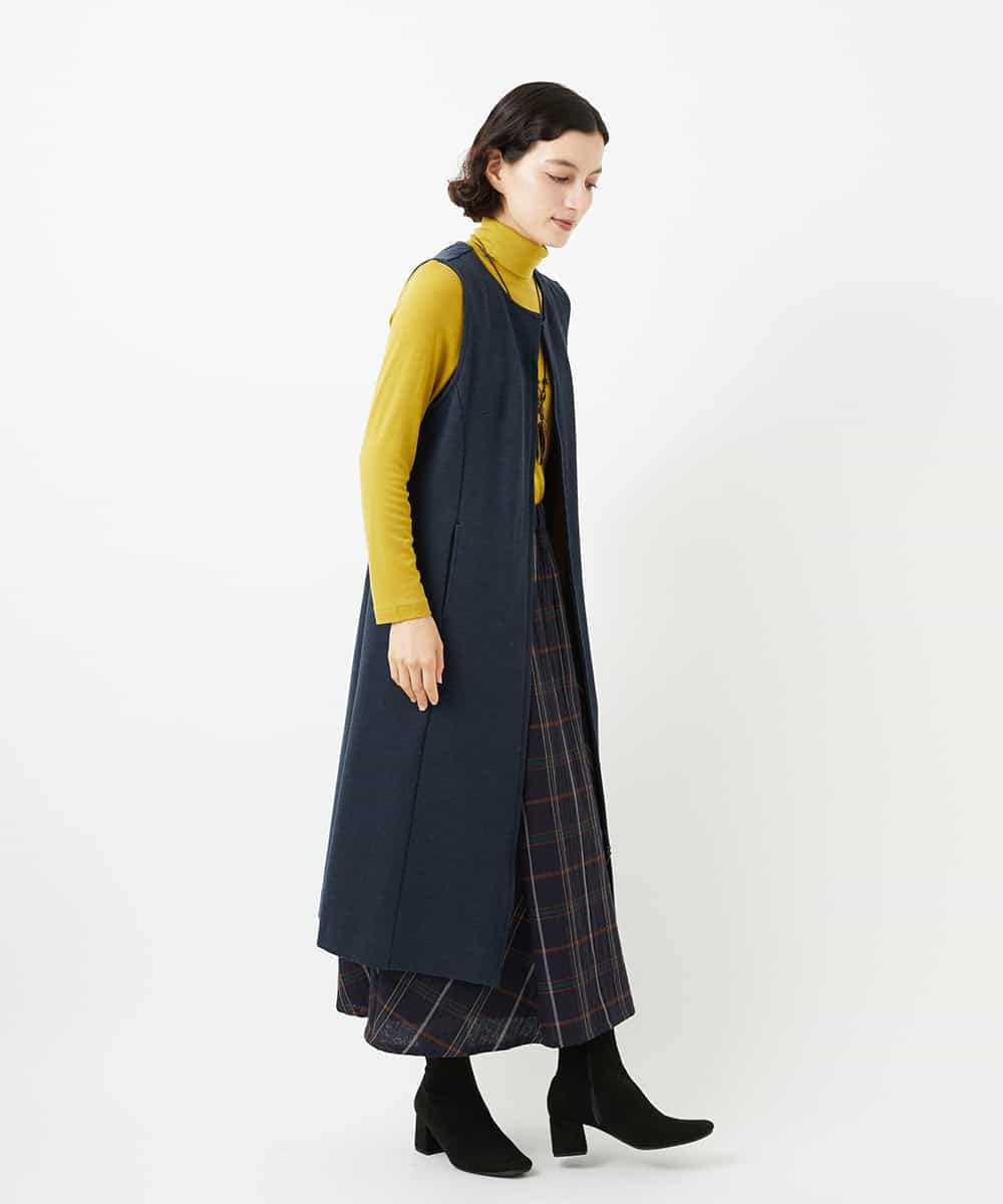 NHHJB81360 GIANNI LO GIUDICE(小さいサイズ)(メゾン ドゥ サンク) [日本製]二重織チェックスカート ネイビー