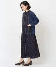 NHHJB81360 GIANNI LO GIUDICE(小さいサイズ)(メゾン ドゥ サンク) [日本製]二重織チェックスカート ネイビー