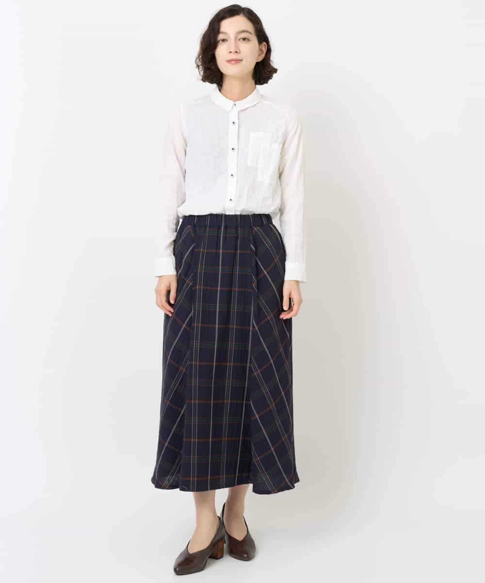 NHHJB81360 GIANNI LO GIUDICE(小さいサイズ)(メゾン ドゥ サンク) [日本製]二重織チェックスカート ネイビー