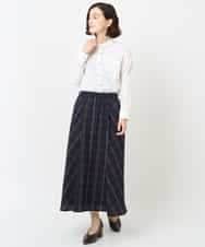 NHHJB81360 GIANNI LO GIUDICE(小さいサイズ)(メゾン ドゥ サンク) [日本製]二重織チェックスカート ネイビー