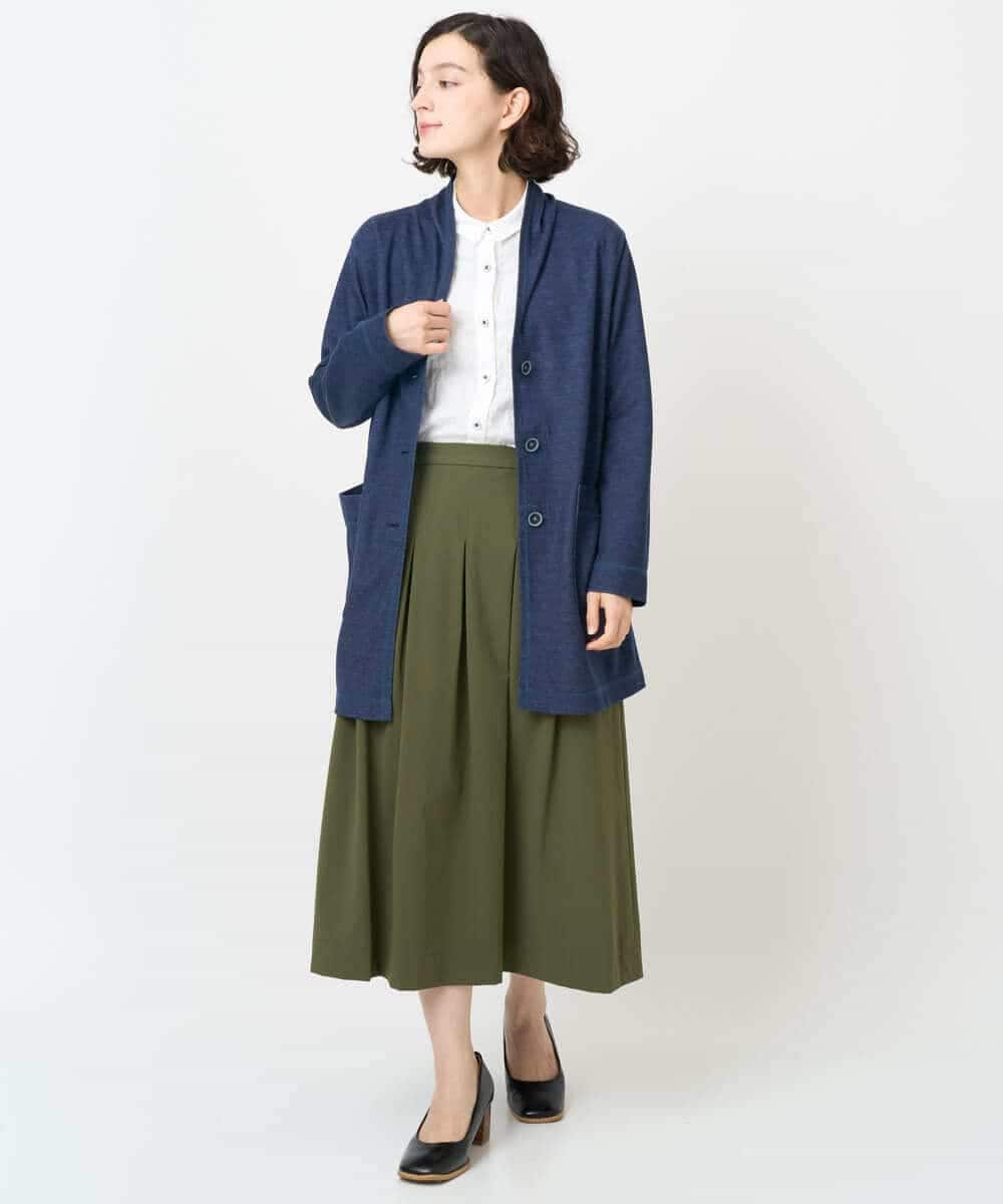 NHHJB82290 GIANNI LO GIUDICE(小さいサイズ)(メゾン ドゥ サンク) [日本製]ナイロンライトクロスストレッチスカート カーキ