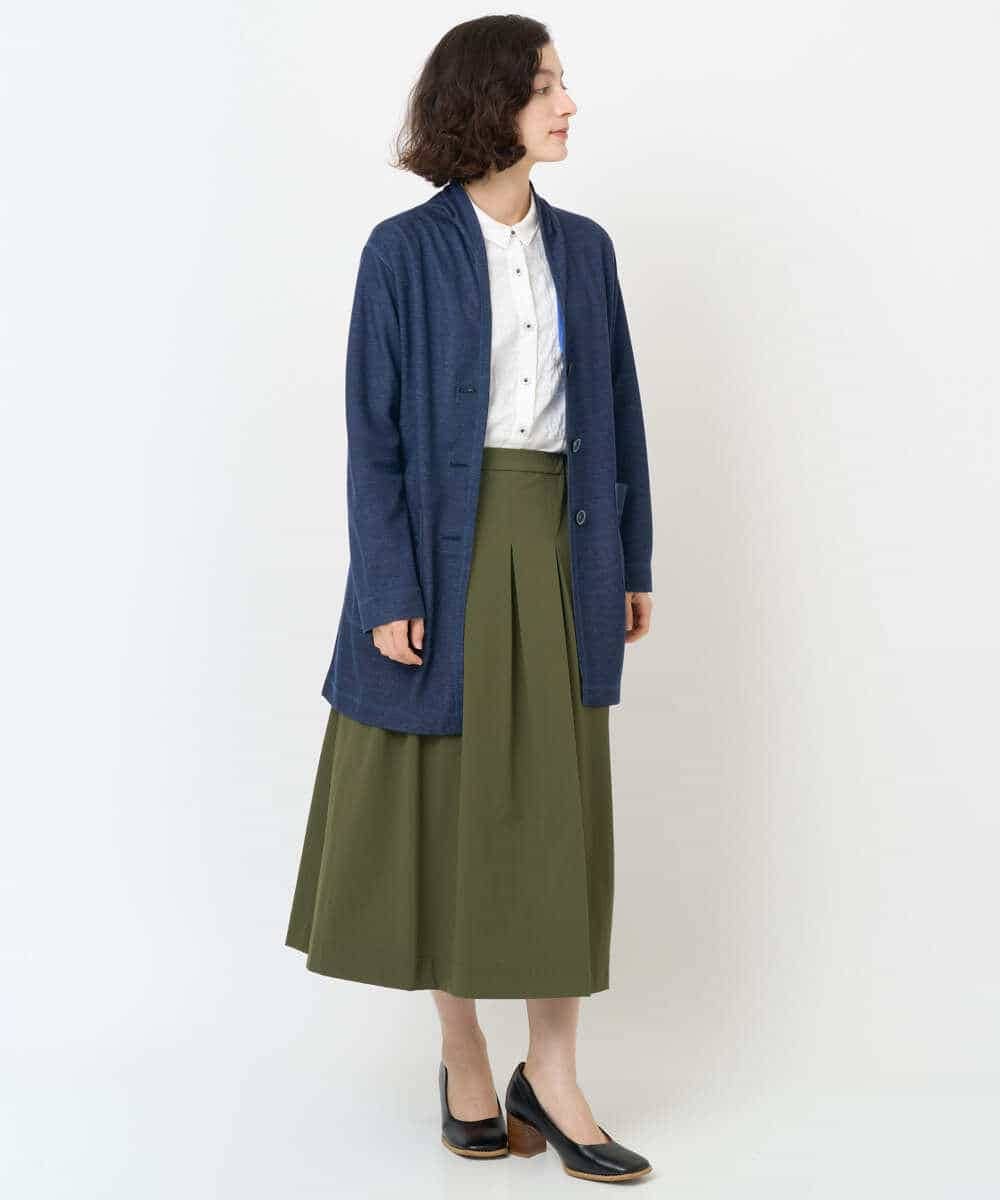 NHHJB82290 GIANNI LO GIUDICE(小さいサイズ)(メゾン ドゥ サンク) [日本製]ナイロンライトクロスストレッチスカート カーキ
