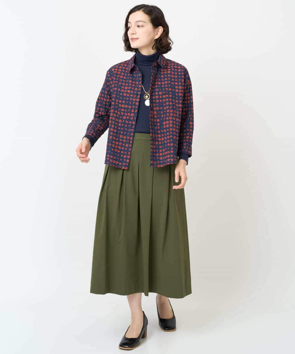 NHHJB82290 GIANNI LO GIUDICE(小さいサイズ)(メゾン ドゥ サンク) [日本製]ナイロンライトクロスストレッチスカート カーキ