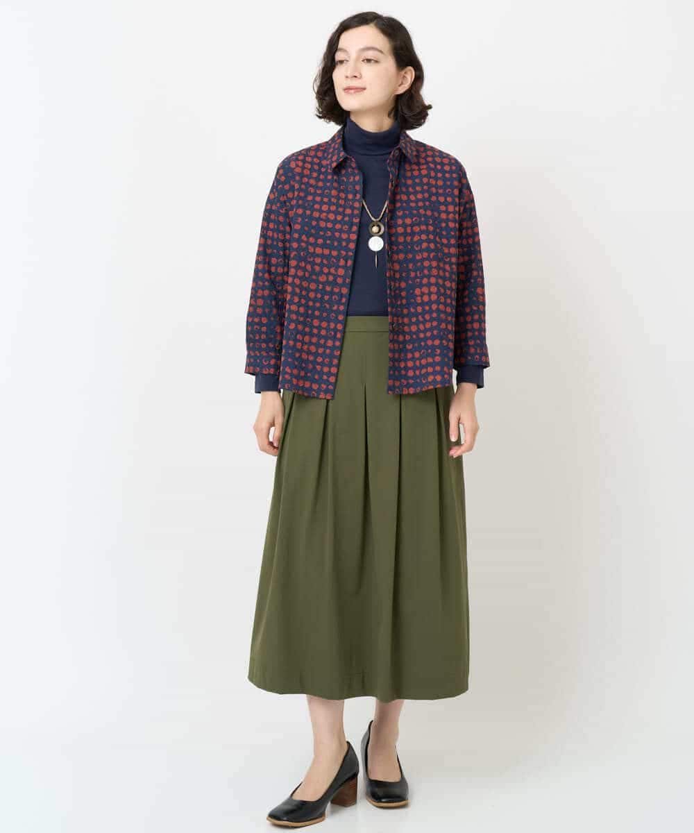 NHHJB82290 GIANNI LO GIUDICE(小さいサイズ)(メゾン ドゥ サンク) [日本製]ナイロンライトクロスストレッチスカート カーキ
