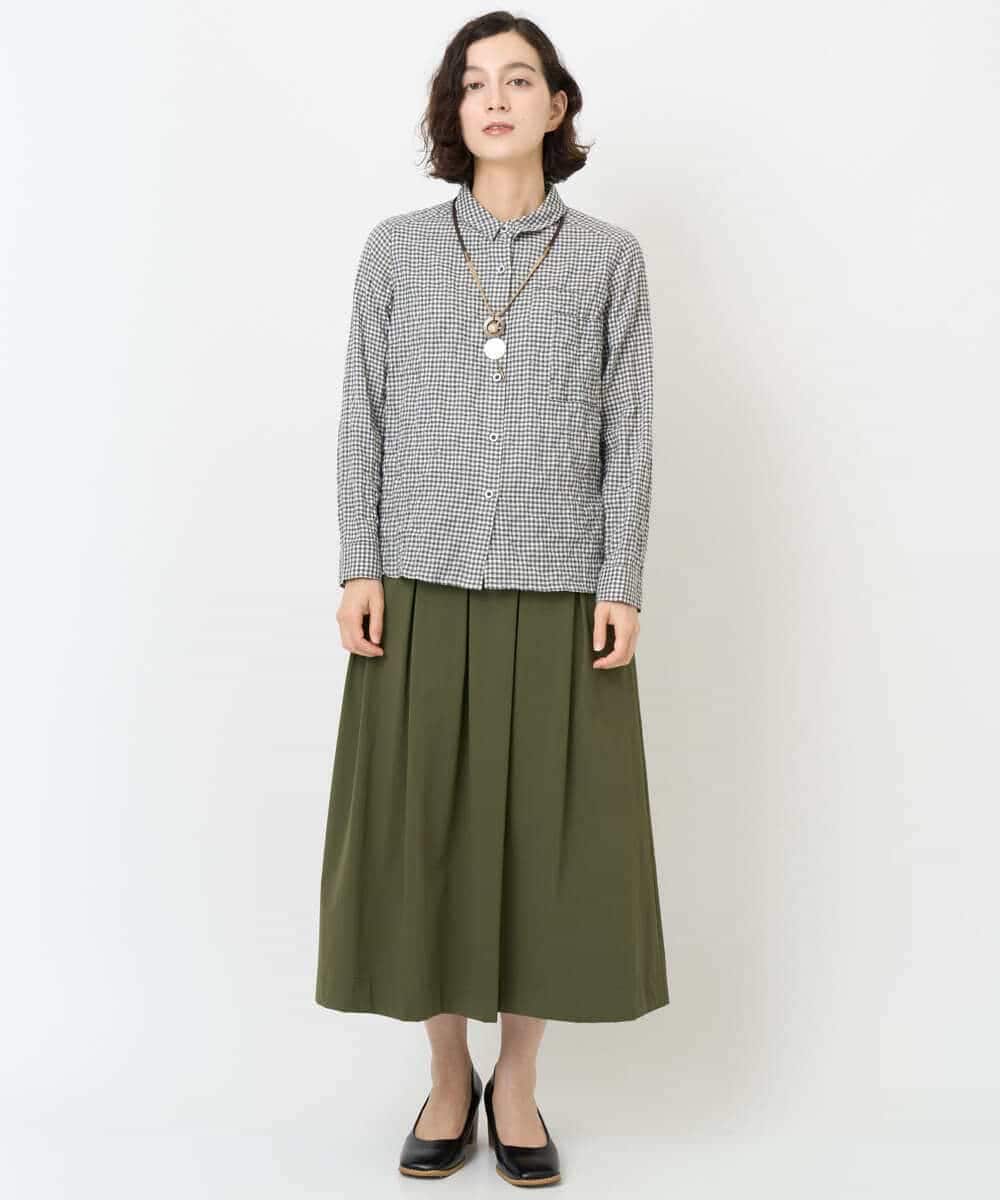 NHHJB82290 GIANNI LO GIUDICE(小さいサイズ)(メゾン ドゥ サンク) [日本製]ナイロンライトクロスストレッチスカート カーキ