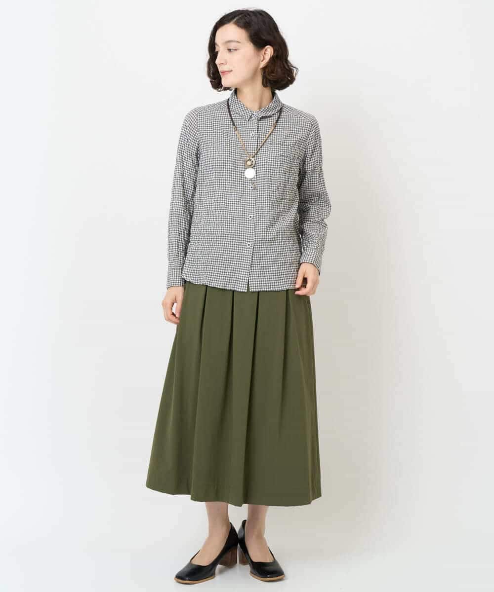 NHHJB82290 GIANNI LO GIUDICE(小さいサイズ)(メゾン ドゥ サンク) [日本製]ナイロンライトクロスストレッチスカート カーキ
