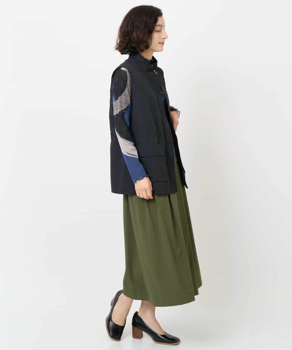 NHHJB82290 GIANNI LO GIUDICE(小さいサイズ)(メゾン ドゥ サンク) [日本製]ナイロンライトクロスストレッチスカート カーキ