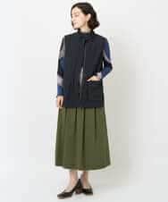 NHHJB82290 GIANNI LO GIUDICE(小さいサイズ)(メゾン ドゥ サンク) [日本製]ナイロンライトクロスストレッチスカート カーキ