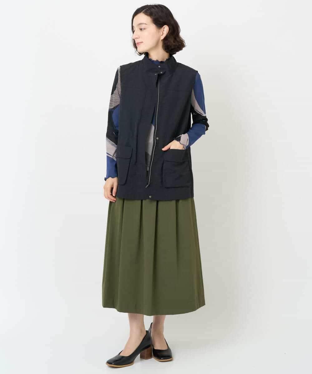 NHHJB82290 GIANNI LO GIUDICE(小さいサイズ)(メゾン ドゥ サンク) [日本製]ナイロンライトクロスストレッチスカート カーキ