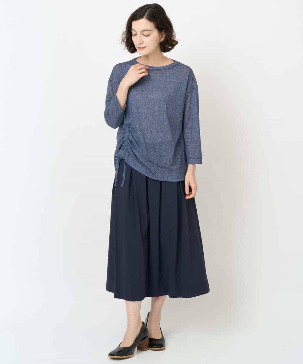 NHHJB82290 GIANNI LO GIUDICE(小さいサイズ)(メゾン ドゥ サンク) [日本製]ナイロンライトクロスストレッチスカート カーキ