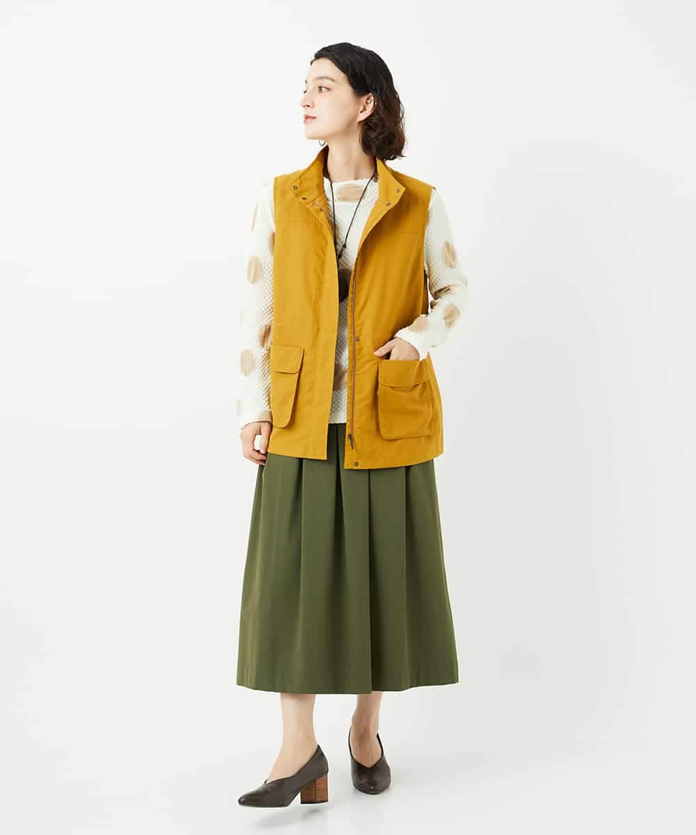 NHHJB82290 GIANNI LO GIUDICE(小さいサイズ)(メゾン ドゥ サンク) [日本製]ナイロンライトクロスストレッチスカート カーキ