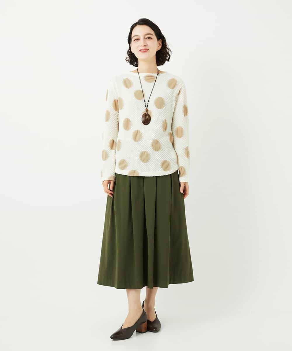 NHHJB82290 GIANNI LO GIUDICE(小さいサイズ)(メゾン ドゥ サンク) [日本製]ナイロンライトクロスストレッチスカート カーキ