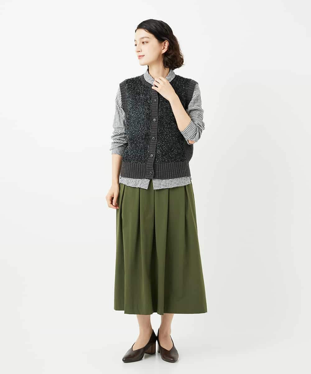 NHHJB82290 GIANNI LO GIUDICE(小さいサイズ)(メゾン ドゥ サンク) [日本製]ナイロンライトクロスストレッチスカート カーキ