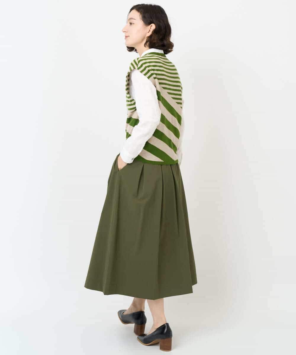 NHHJB82290 GIANNI LO GIUDICE(小さいサイズ)(メゾン ドゥ サンク) [日本製]ナイロンライトクロスストレッチスカート カーキ