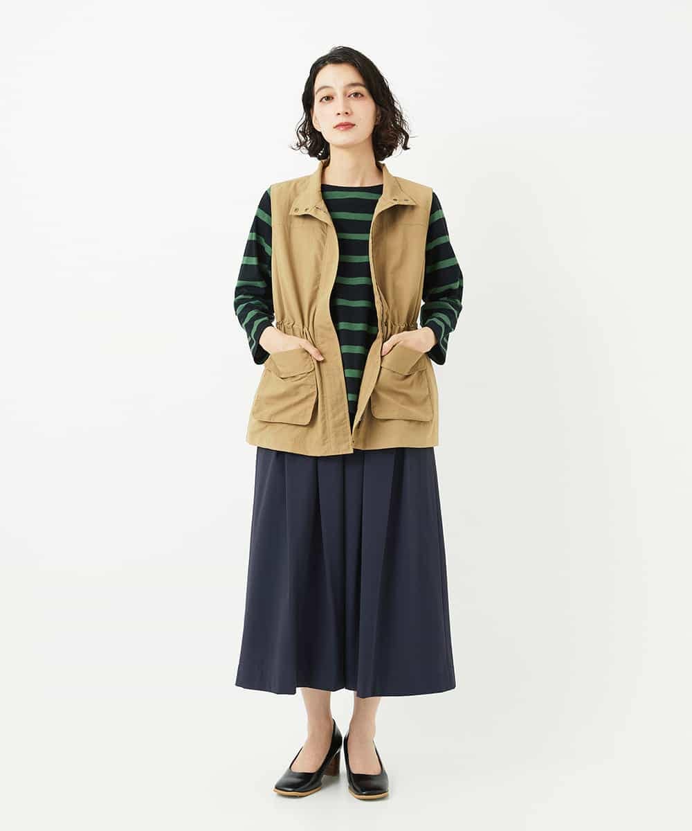 NHHJB82290 GIANNI LO GIUDICE(小さいサイズ)(メゾン ドゥ サンク) [日本製]ナイロンライトクロスストレッチスカート カーキ