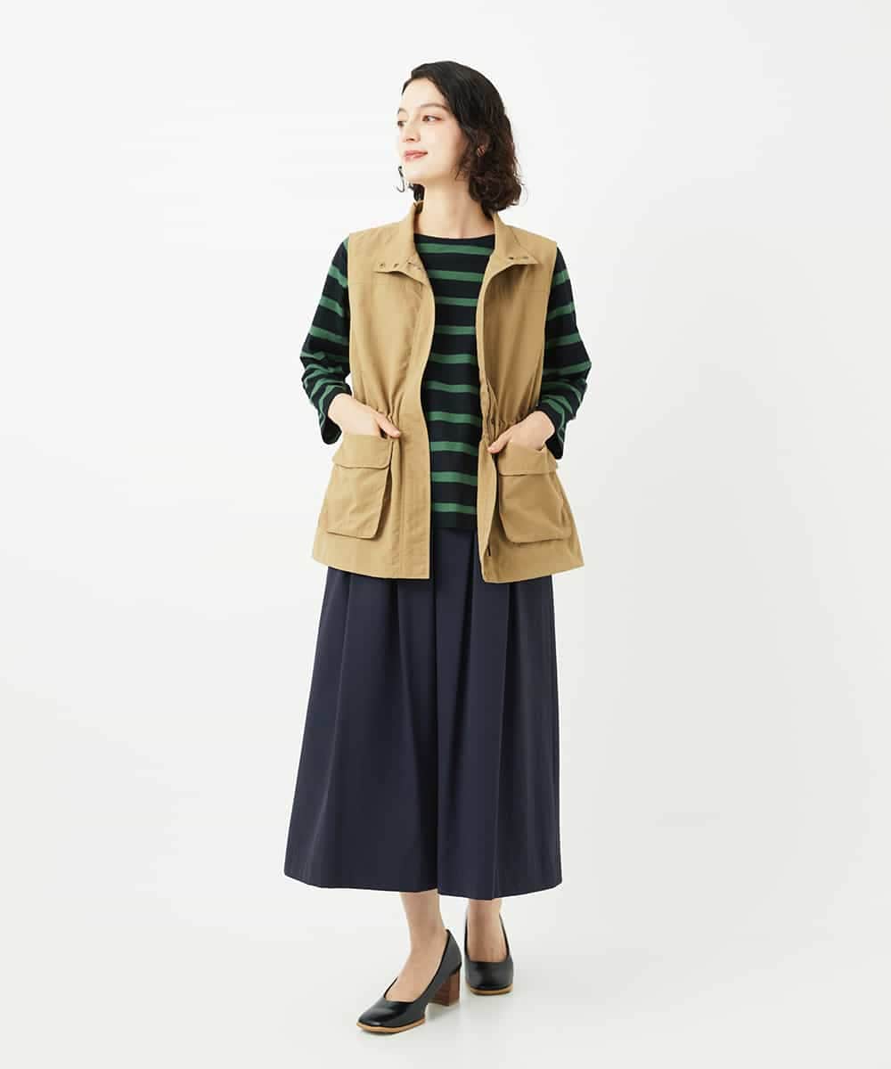 NHHJB82290 GIANNI LO GIUDICE(小さいサイズ)(メゾン ドゥ サンク) [日本製]ナイロンライトクロスストレッチスカート カーキ