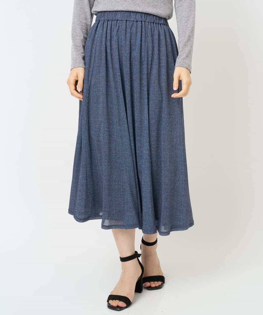 NHHJB83360 GIANNI LO GIUDICE(小さいサイズ)(メゾン ドゥ サンク) [セットアップ対応]デニムライクプリントスカート ネイビー